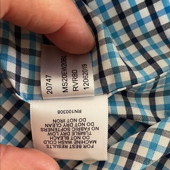 Peter Millar Men's Blue and White Checkered Shirt - Picture 6 of 10